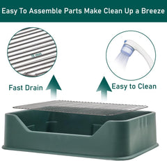 Dog Potty Tray - Dog Toilet for Small to Medium Dogs | Pet Plastic Puppy Training Seat with Splash Proof Design, Stainless Steel Grid & Detachable Pee Post | Indoor & Outdoo
