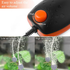 Aquarium Air Pump 3W Aquarium Air Pump, 300L/H Silent Adjustable Fish Tank Bubbler, Powerfu Oxgen Pump for up to 450L Fish and Turtle Tank