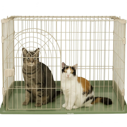 Cat Cage Indoor | Pet Playpen Cage | Metal Wire Single-layer Cat Crate with Splash-Proof Base & Spring Door Lock | Ideal for Indoor/Outdoor Use | Easy to Assemble (Green, 100cm)
