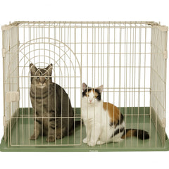 Cat Cage Indoor | Pet Playpen Cage | Metal Wire Single-layer Cat Crate with Splash-Proof Base & Spring Door Lock | Ideal for Indoor/Outdoor Use | Easy to Assemble (Green, 100cm)