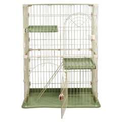 NNC PETS Cat Cage Kennel with 2-lockable Doors - 2-Tiier Metal Wire Pet Cat House Playpen for Indoor Cats - Cozy Hammock, Climbing Ladder, Drawer Tray & Universal Wheels, Easy Assembly (Green, 108 cm)