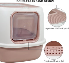 Fully enclosed cat litter box for cats & kittens, Durable plastic cat litter box with Front entry and Top exit, Litter scoop, and Odor control, Ideal for indoor/outdoor, Easy to clean 52 cm