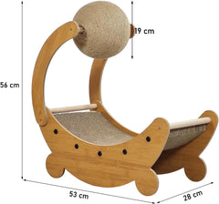 2-in-1 Cat scratcher & bed with Durable corrugated cardboard, Scratching ball, and Sturdy MDF board, Comfortable cat scratcher for Resting & Scratching, Ideal for indoor cats 56 cm (Brown)