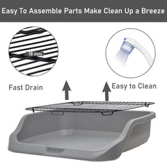 Dog toilet for small to medium dogs, Durable pet potty training tray with Raised design, shovel, and Detachable stainless steel grid, Ideal for indoor & outdoor, Easy to clean 53 cm