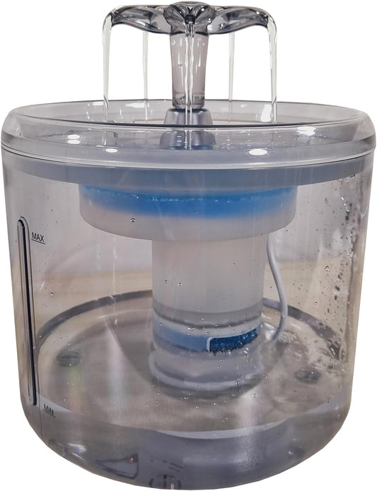 Pet water fountain with Transparent water tank, Water level, Filtration system, Ultra-quiet water pump, and Adjustable water flow, Automatic water dispenser for cats and small dogs 2.5L (22 cm)