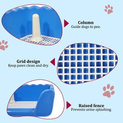 Dog training tray with Raised fence, Column design, and Detachable grid, Splash-proof pet potty for medium to large dogs, Ideal for training & Daily use, Easy to clean 53 cm