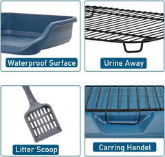 Dog toilet for small to medium dogs, Durable pet potty training tray with Raised design, shovel, and Detachable stainless steel grid, Ideal for indoor & outdoor, Easy to clean 53 cm