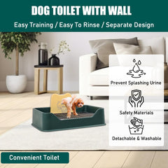 Dog Potty Tray - Dog Toilet for Small to Medium Dogs | Pet Plastic Puppy Training Seat with Splash Proof Design, Stainless Steel Grid & Detachable Pee Post | Indoor & Outdoo