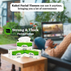 KAKEI 40Pcs Tissue Paper with 3ply - Natural Wood Pulp & Eco-Friendly Material - Durable Absorbent Facial Tissue Boxes for Home, Travel & Office - Soft & Strong for Wet/Dry Use, White (Pack of 8)