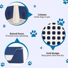 Pet dog toilet for medium-large breeds, Durable plastic dog tray with Column design, Raised fence, and Detachable grid design, Leak-proof dog potty tray, Ideal for indoor & outdoor 50 cm