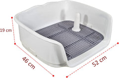 Dog potty tray for medium to large dogs, Durable plastic dog toilet training tray with Raised fence, Pee post, and Detachable design, Ideal for indoor & outdoor, Easy to clean 52 cm