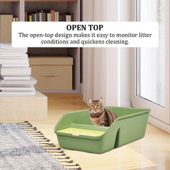 Semi-enclosed cat litter box for Kittens and Adult cats, Durable plastic cat toilet with Splash-proof design, built-in litter scoop, and Low entrance, Easy to clean 49 cm