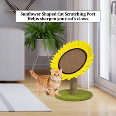 Sunflower cat tree scratcher with Scratching board, Natural sisal scratching post, and Stable base, Interactive cat tree activity center for Indoor cats & kittens, Easy to assemble 46 cm (Yellow)