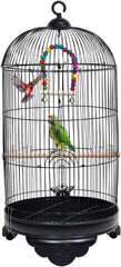 Metal Bird Cage with Durable, Hanging Hook, Feeders and Play Toy, 70 cm Spacious Indoor Bird House For Parrots, Budgies and Small Birds, Portable and Easy to Carry for Outdoor Activity (Black)