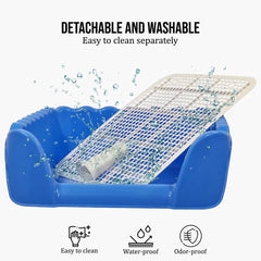 Dog training tray with Raised fence, Column design, and Detachable grid, Splash-proof pet potty for medium to large dogs, Ideal for training & Daily use, Easy to clean 53 cm