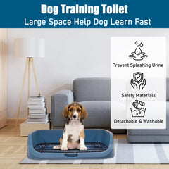 Dog toilet for small to medium dogs, Durable pet potty training tray with Raised design, shovel, and Detachable stainless steel grid, Ideal for indoor & outdoor, Easy to clean 53 cm