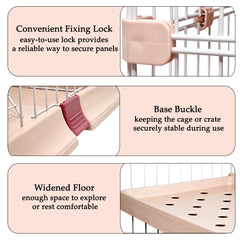 NNC PETS 3-Tier Large Cat Cage Playpen Kennel - 162cm Metal Wire Cat Crate with 3 Lockable Doors, Cozy Hammock, Climbing ladder, Drawer Tray & Universal Wheels, Easy Assembly (Light Pink, Large