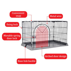 NNC PETS Cat Cage Indoor | Pet Playpen Cage | Metal Wire Single-layer Cat Crate with Splash-Proof Base & Spring Door Lock | Ideal for Indoor/Outdoor Use | Easy to Assemble (Grey, 100cm)