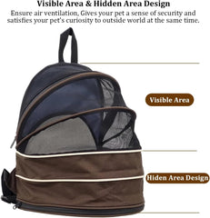 Pet carrier bag for cats and small dogs, Expandable cat backpack with Removable mat, Durable zipper, Ventilated mesh, and Adjustable shoulder straps, Ideal for Outdoor traveling 48 cm