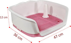 Dog toilet training tray for small to medium dogs, Portable dog potty with Raised fence, Pee post, and Detachable design, Keeps paws dry and floor clean, Easy to clean 47 cm