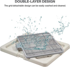 Dog potty training tray with Removable plastic grid and Non-slip base, Leak-proof dog toilet pad holder for Puppies & Small dogs, Indoor & Outdoor use, Easy to clean, 55 cm