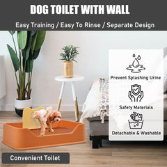 Dog Potty Tray - Dog Toilet for Small to Medium Dogs | Pet Plastic Puppy Training Seat with Splash Proof Design, Stainless Steel Grid & Detachable Pee Post | Indoor & Outdoo
