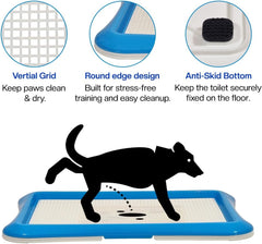 Dog potty training tray for Small to Medium dogs, Leak-proof puppy toilet with Removable grid and Non-slip bottom, Suitable for Indoor/Outdoor use, Easy to clean, 65 cm (Blue)