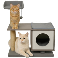 Cat tree scratching post cat self grooming brush with cat toys, Plush ball, Cat tree for indoor cats. Grey (98cm)