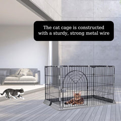 NNC PETS Cat Cage Indoor | Pet Playpen Cage | Metal Wire Single-layer Cat Crate with Splash-Proof Base & Spring Door Lock | Ideal for Indoor/Outdoor Use | Easy to Assemble (Grey, 100cm)