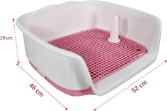 Dog potty tray for medium to large dogs, Durable plastic dog toilet training tray with Raised fence, Pee post, and Detachable design, Ideal for indoor & outdoor, Easy to clean 52 cm