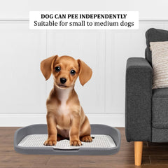 Dog toilet tray for small to medium dogs, Anti-splash plastic dog training tray with Raised fence, Column design, and Grid design, Detachable dog toilet for indoor pets, Easy to clean 48 cm