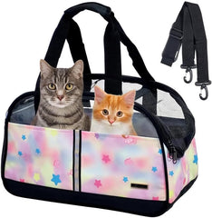 Pet Carrier Bag for Cat & Dogs - Cat Carrier Bag with Top Sided Open - Cat Travel Bag - Handle & Breathable Mesh, Soft-Sided with Shoulder Strap - Comfortable Mat & Durable (Pink, 42cm)