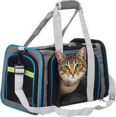 Cat Carrier Bag | Pet Travel Carrier with Breathable Design, Anti-Scratch Mesh, Shoulder Strap | Side Pockets & Zipper | Ideal for Travel | Small To large Cats