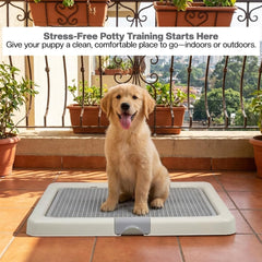Dog potty training tray with Removable plastic grid and Non-slip base, Leak-proof dog toilet pad holder for Puppies & Small dogs, Indoor & Outdoor use, Easy to clean, 55 cm