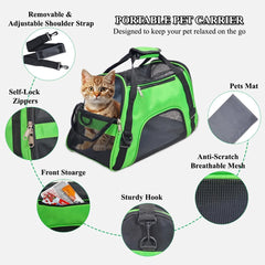 Pet carrier bag with Breathable mesh, Portable, Easy handle and Adjustable shoulder strap, Pet travel bag for cats & small dogs, Comfortable mat and Storage pocket, Ideal for Outdoor, 42 cm