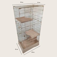 Large cat cage for Multi-cat household, 2-tier spacious cat cage with Multiple lockable doors, Climbing ladder, Food container, and Universal wheels, Ideal for Indoor/outdoor 178 cm (Pink)