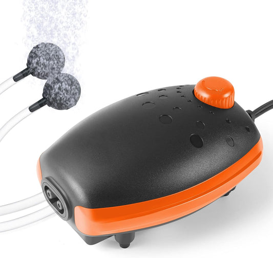 Aquarium Air Pump 3W Aquarium Air Pump, 300L/H Silent Adjustable Fish Tank Bubbler, Powerfu Oxgen Pump for up to 450L Fish and Turtle Tank