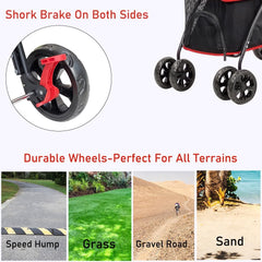 Cat Stroller | Dog Stroller with Adjustable Canopy & Spacious Interior | Pet Stroller for Dog & Cats | Lightweight, Foldable, Storage Bag & Universal Wheels | Travel & Outdoor(Midnight Black)