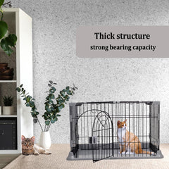 Cat cage with Metal wire and Lockable door, Multi-feature enclosed cat condo for Medium to large cats, Durable construction, Ideal for indoor/outdoor, Easy to assemble 74 cm (Black)