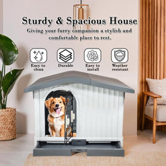 Plastic dog house for small to medium-sized Dogs, Durable PP Material dog house with Liftable Roof, Air vents, and Removable tray, Easy clean & Quick assembly for Indoor & Outdoor 88 cm