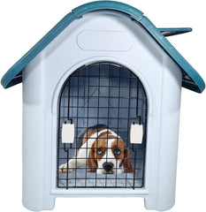 Dog House Indoor & Outdoor Use | Spacious & Durable Dog Shelter with Lockable Door | Ventilation Holes & Liftable Window, Ideal for Small to Medium-Sized Dogs | Easy to Assemble 75 cm (Green)