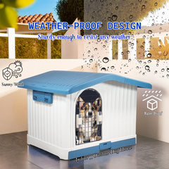 Plastic dog house for small to medium-sized Dogs, Durable PP Material dog house with Liftable Roof, Air vents, and Removable tray, Easy clean & Quick assembly for Indoor & Outdoor 88 cm