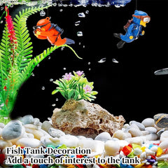 Fish Tank Decorations | 2 Pack Floating Scuba Diver Ornaments with Bubble Balloons | Aquarium Decorations for Freshwater & Saltwater Tanks | Diver Figurines for Fish Tank (Orange, Blue)