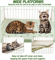 Cat Cage with Universal Wheels, Wide Main Door, Durable and Sturdy Metal Wire, 98 cm Dog Cage with Secure Lock, Easy to Assemble, Indoor-Outdoor Cat Kennel, Ideal for All Size of Pets, Green