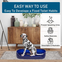 Dog toilet tray with Removable metal grid, Litter scoop, and Leak-proof design, Puppy potty training pad holder for Small to Medium dogs, Ideal for Indoor/Outdoor use, Easy to clean, 48 cm