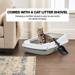 Semi-enclosed Cat litter box for Large-sized cats, Odor control plastic cat toilet with Litter scoop, Grid design, Lightweight, and Raised fence, Detachable for easy cleaning, 59 cm