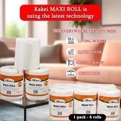 Tissue paper with 2-ply and Super absorbent, Multi-purpose cleaning wipes, Suitable for Home, Restaurant, Travel, and Hotel bathroom, Dust-free toilet paper, 1 Pack of 6 Rolls 53 cm (White)