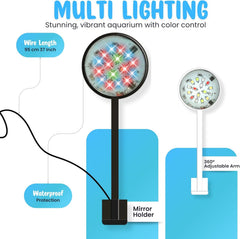 N6 Multicolor Aquarium LED Light 2.5W | WRGB Spectrum | 3 Lighting Modes | 360° Flexible Arm | Clip-On Lamp for Nano Fish Tanks & Bowls