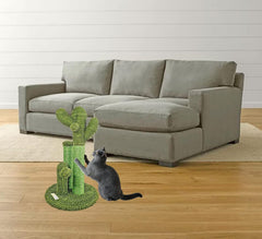 Cat tree scratcher with Cactus shape, Sisal scratching post, Dangling ball, and Stable base, Durable cat tree activity center for indoor cats, Ideal for cat claws healthy, Easy assembly 53 cm (Green)