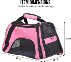 Pet carrier bag with Breathable mesh, Portable, Easy handle and Adjustable shoulder strap, Pet travel bag for cats & small dogs, Comfortable mat and Storage pocket, Ideal for Outdoor, 42 cm